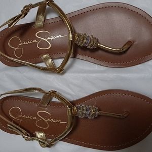 Jessica Simpson size 8 dressy gold sandals.